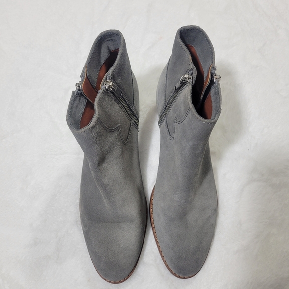 Coach Dani Ankle Bootie double zipper gray suede leather size 38.5 US 8 - Picture 6 of 15